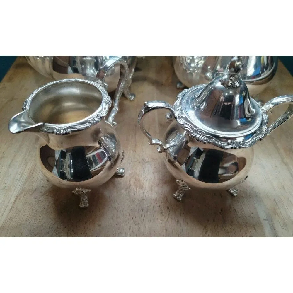 Antique Genuine WALLACE La Reine 1100 Silver Plated Tea/Coffee Set w/ Tray 6 pcs